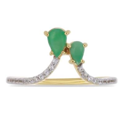 BUY NATURAL EMERALD GEMSTONE RING IN GOLD PLATED FINISH